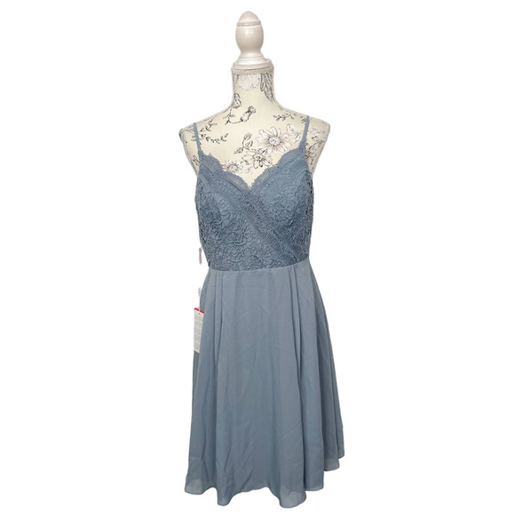 JJs House A-Line V-neck Knee-Length Chiffon Lace Bridesmaid Dress Size 8 NWT - Picture 4 of 11